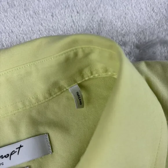 Foxcroft Dress Shirt 3/4 Sleeve Button Up Sz 14 Yellow Cotton Office Casual Top - Picture 4 of 13